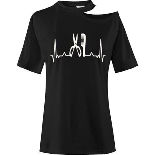 Hairstylist Heartbeat Print Women TShirts Cotton Casual Funny T Shirt For Loose Tee Cotton Ladies Summer Tops Harajuku New