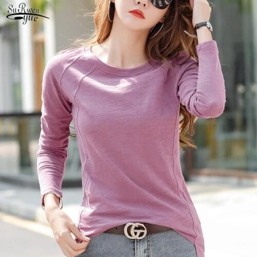 New Spring Long Sleeve Shirt Femme 2021 Plus Size Loose Casual T-Shirt Women O-Neck Cotton White Tee Tops Woman T-Shirts Fashion