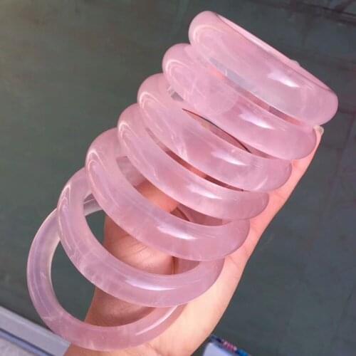 Genuine Natural Rose Quartz Pink Crystal Woman Bangle Clear Bracelet Inner Diameter 60mm 61mm 62mm From Mozambique AAAAAA