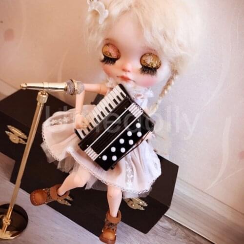1PCS Cute Mini Accordion Music Instrument Model for Blyth, Pullip, Barbies, Holala 1/6 Doll Furniture House Decoration Accessori