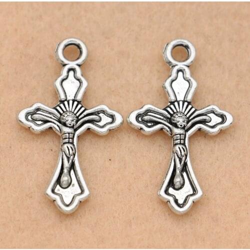 10pcs Antique Silver Plated Cross Charm Pendants for Jewelry Making Bracelet Accessories DIY Jewelry Findings 32x18mm