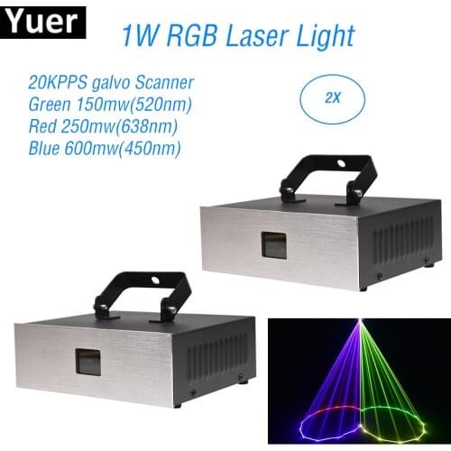 2Pcs/Lot 1W RGB Laser Light Disco DJ Club KTV Xmas Bar Family Party Light Show DMX 512 Sound Contorl Stage Effect Laser Lights