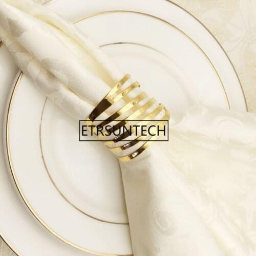 200pcs Hollow Napkin Ring Gold Napkin Buckle For Weddings Decorative Napkin Holders Table Decoration