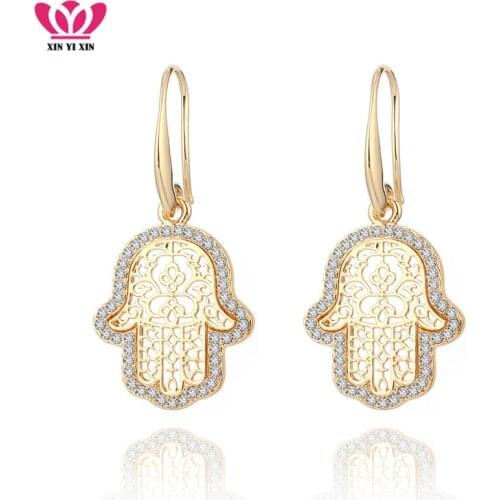 2020 New Crystal Hand Evil Eye Hollow Drop Earrings Gold/Color European Style Dangle Earring For Femme Pendientes Dropshipping