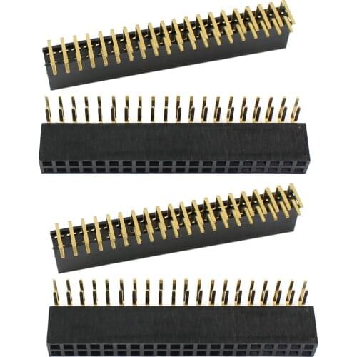 4 x 2.54mm Pitch 2x20 40 Pin Double Row Female Right Angle Header Socket Strip