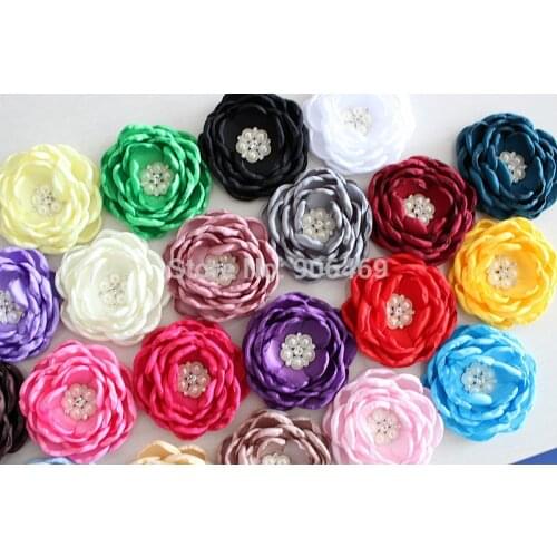 Satin Burn flowers 120pcs without Rhinestone Center