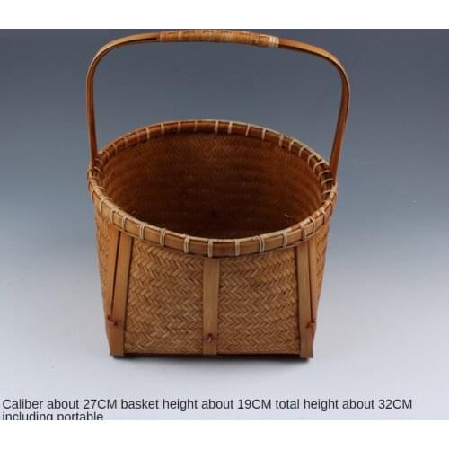 Bamboo woven basket traditional handmade basket food box tea set to Natural color
