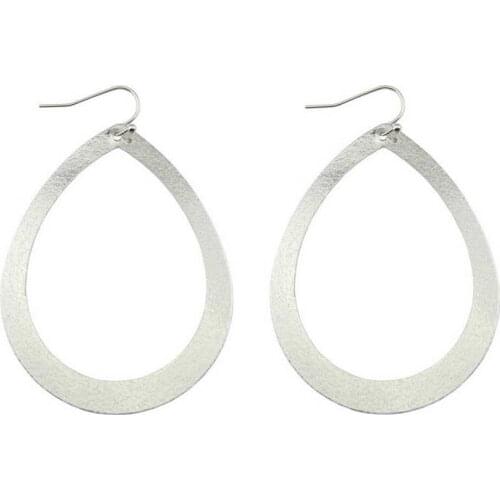 Zinc Alloy Cutout Large Teardrop Earrings ZWPON Autumn Winter Fashion Jewelry Textured Oval Statement Earrings Wholesale