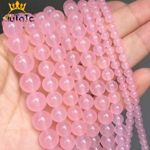 Natural Stone Pink Jades Beads Round Loose Spacer Beads For Jewelry Making DIY Earrings Bracelet Accessories 15'' 4/6/8/10/12mm