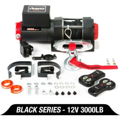 12v Electric Winch - 3000lb Dyneema Synthetic Rope - ATV ,Off Road BLACK Electric Winch