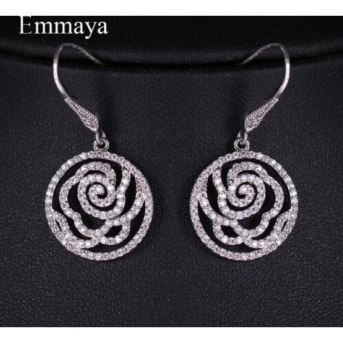 Emmaya New Fashion Design Silver Plated Fancy Rose Earring For Female Elegant Decoration In Bridal Party Gift To Friend