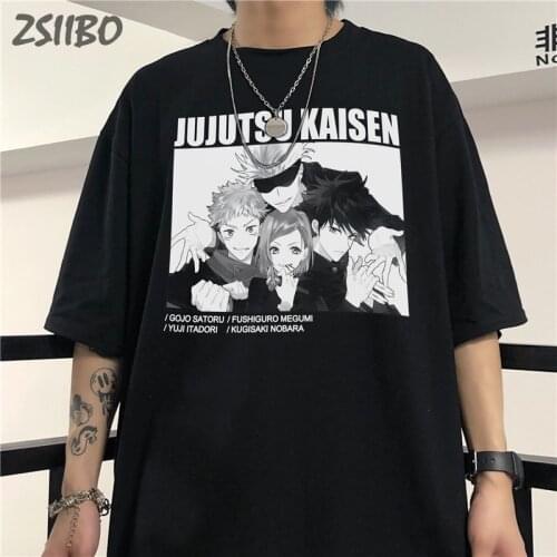 Harajuku Mens tshirt Jujutsu Kaisen Yuji Itadori Unisex T Shirt Gojo Satoru Cartoon Anime Hip Hop T-shirt Male Streetwear Tops