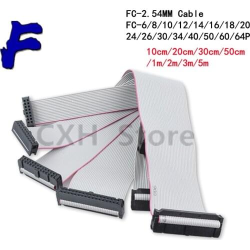 2.54MM pitch FC-6/8/10/14/16/20/40/50 PIN 30CM JTAG ISP DOWNLOAD CABLE Gray Flat Ribbon Data Cable FOR DC3 IDC BOX HEADER