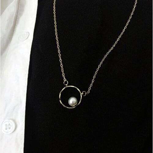 Circle Pearl Necklaces For Women Girls Temperament Simple Trendy Elegant Korean Fashion Ring Pearl Necklace Fashion Jewelry
