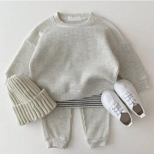 Baby Girl Korean Style Clothes Set Boy Solid Hoodies Solid Top + Pants Sets 2021 Spring Autumn Toddler Clothing Sets For Teens
