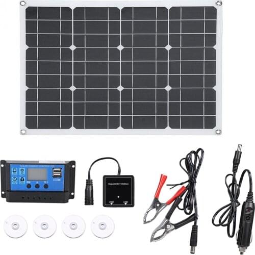 Solar Panel Kit 50w Solar Cells 2-Port USB Hub Controller Car Charging Cable Module DC Solar Outdoor Charger for Car Lighter