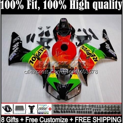 Injection Body For HONDA CBR 1000 RR CC CBR 1000RR 1000CC 49CL.28 CBR1000RR 06 07 CBR1000 RR 2006 2007 OEM Fairing Repsol green