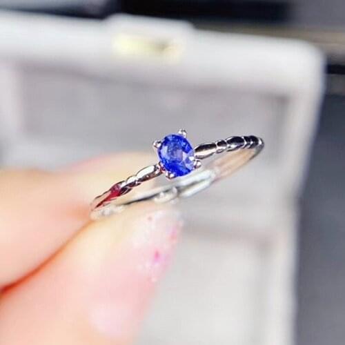 Natural real sapphire or ruby or emerald small ring Per jewelry 925 sterling silver 3*4mm 0.3ct gemstone Fine jewelry J213294