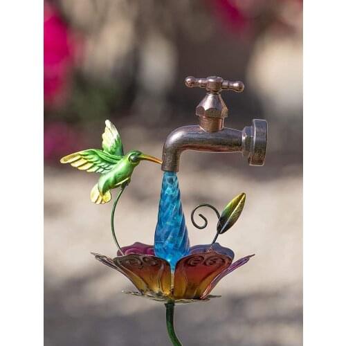 Metal Hummingbird Figurine Artificial bird Yard Fairy Garden Ornament Decor Home Decoration Friends Gift Bonsai Animal Decor