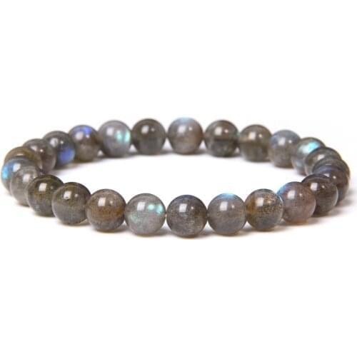 Fashion Natural Stone Shiny Labradorite Beads Bracelet 8mm Agates Beaded Energy Bracelet for Women Men Yoga Jewelry Gifts