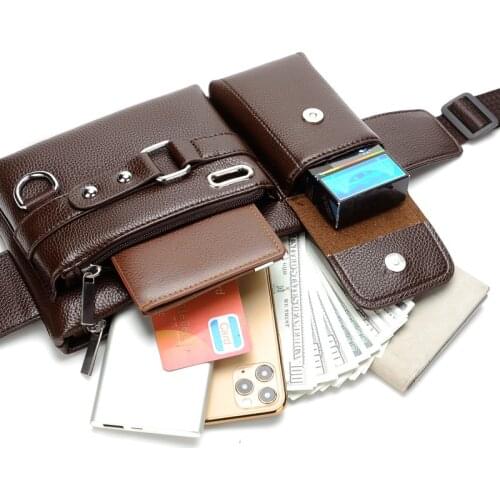 2021 Anti-theft Shoulder Messenger Bags Male Waterproof Short Trip Small Chest Bag Male Bag PU Leather Sling Backpack Waist Bag