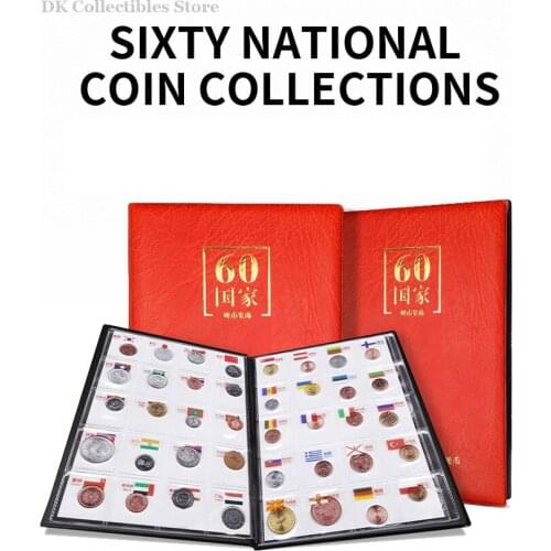 Five Continents Set 60 Countries Coins in Album Taged Name & Flag, FREE SHIPPING! 100% Real Genuine Coin Collectible Gift