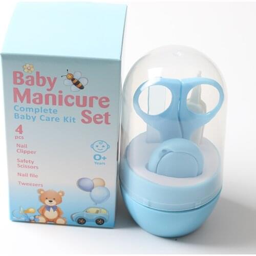 4Pcs Baby Care Cute Manicure Set Stainless Steel Nail Clippers Scissor Cutter Kit For Children Kids With Plastic Case Color Box