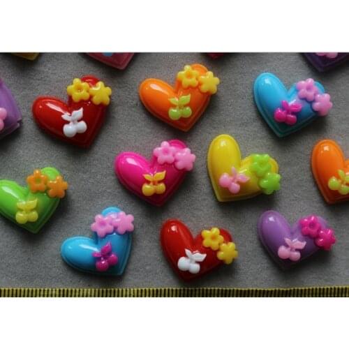 Set of 100pcs Resin Flatback Cute heart kawaii cabochon Cabs -DIY scrapbook, hair bow and flower centers