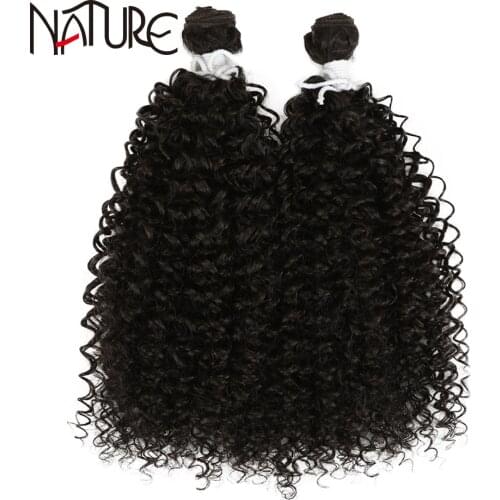 Nature Hair Synthetic Afro Kinky Curly Weave Hair Extension 24Inch Wave Hair Bundles Black 2Pcs High Temperature Fiber For Women