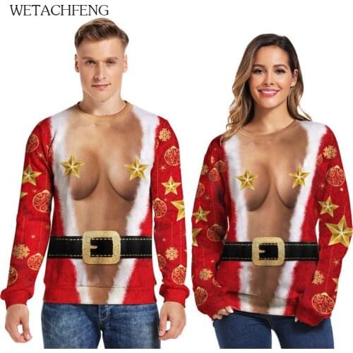 2020 New Year Funny Spoof Sexy Breastless Ugly Christmas Mens Sweater Oversized Unisex Couples Pullovers Tops Sweatshirts Coat