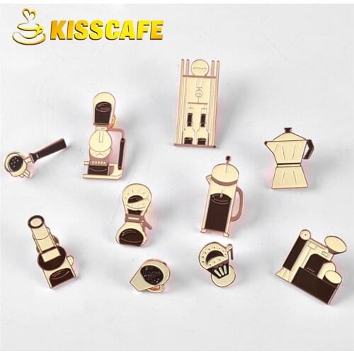 New Arrival Couple Espresso Accessories Barista Coffee Maker Brooch Mini Coffee Tamper Beautiful Coffee Badge Cafe Gift