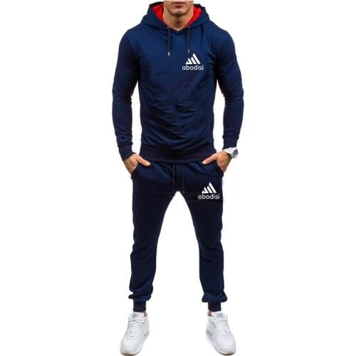 New Mens Sports Hoodie Sets Brand Printed Mens Sportswear Two-Piece Suit Spring And Autumn Fitness Clothes Mens Sets