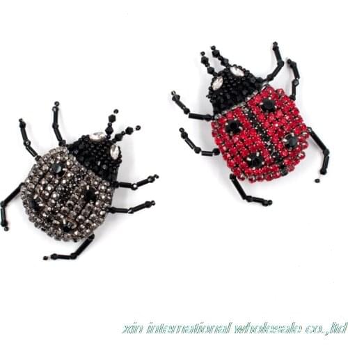 New style Coccinella septempunctata badge Metal inlaid drill badges for clothes Fashion clothes badges
