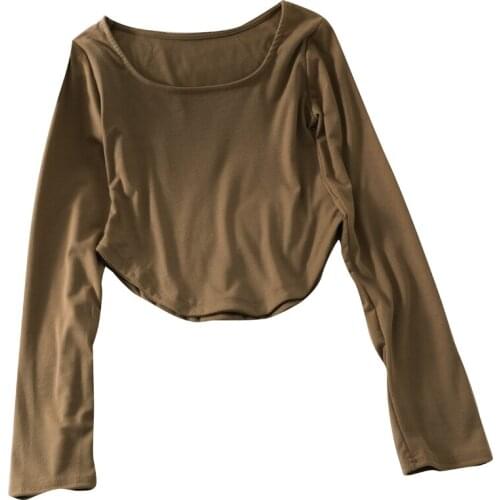 Autumn Low necked Short Section Clavicle Solid Color Slim Long Sleeve T-shirt