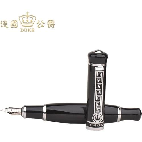 Luxury Iraurita Nib Fountain Pen with Gift Case DUKE 558 Pure Black Sliver Clip Ink Pens Office School Business Gift Supplies
