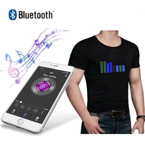 Full-color Bluetooth Led Luminous T-shirt, Bar Dj Party Show Advertising Shirt Built-in Scrolling Message Matrix Display Board