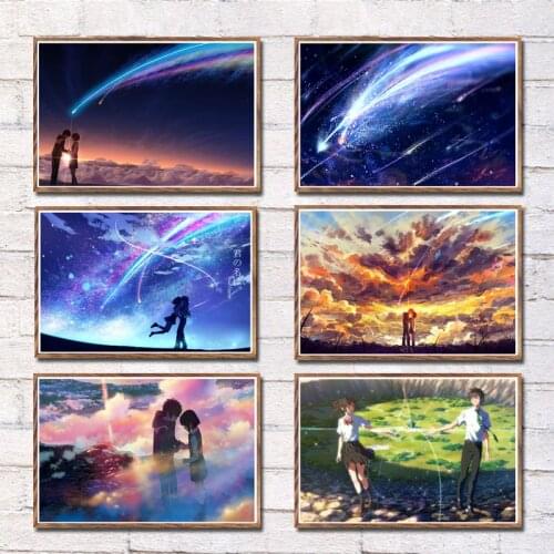 Self-adhesive wall stickers Wall Artwork Painting Your Name Movie Anime Home Decoration Nordic Poster For Living Room Decor