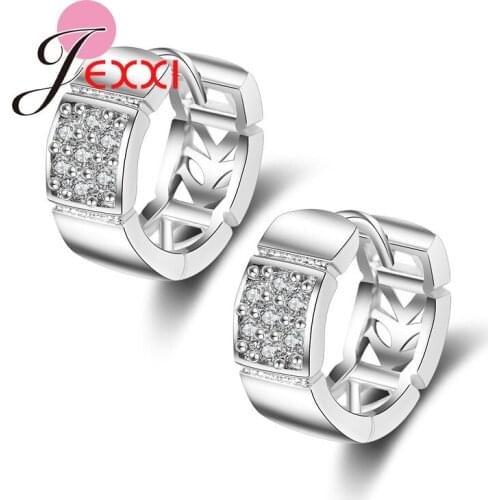 Earrings Silver Fashion Jewelry For Women/Girls Elegant Lady Stud Earring With Shiny Clear Cubic Zirconia Fast Shipping