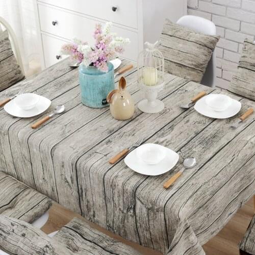Retro Decorative Wood Grain Tablecloth Cotton Linen Square Rectangle Table Cloth Table Cover for Picnic Party Wedding Home