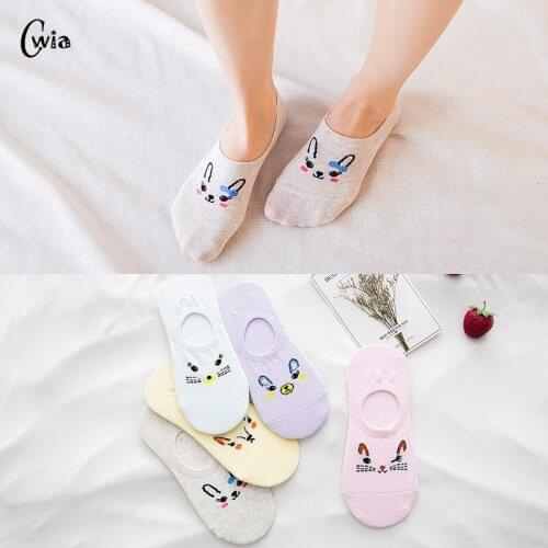 Japanese Spring Summer Small Animal Woman Invisible Socks Cotton Rabbit Fox Cartoon Socks girl boy hosiery 1pair=2pcs ws105