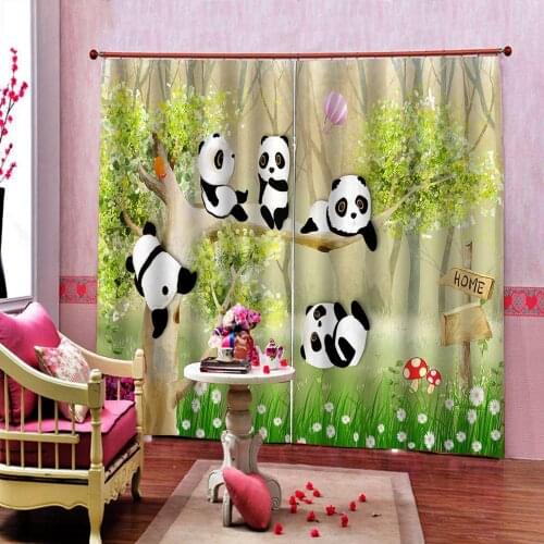 Animal park panda curtains for kids room Drapes Living room Bedroom Decor Blackout Window Curtains