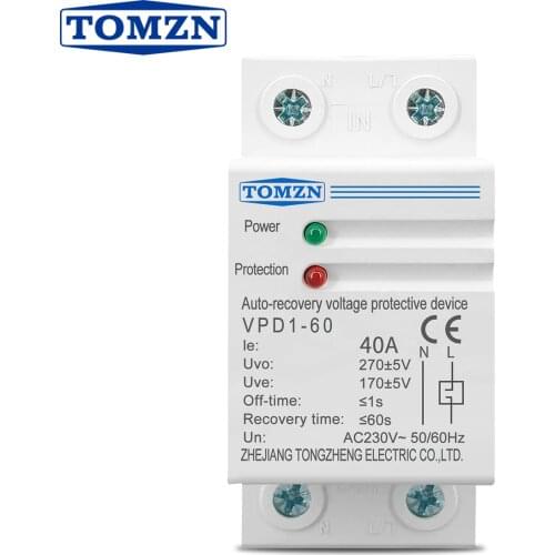 40A 230V Din rail automatic recovery reconnect over voltage and under voltage protective device protector protection relay