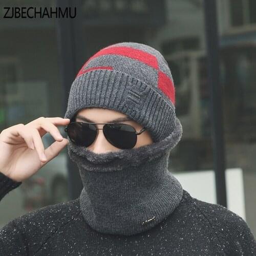 Winter Beanies Men Scarf Knitted Hat Caps Mask Gorras Bonnet Warm Baggy Winter Hats For Men Women Skullies Beanies Hat 2019 New