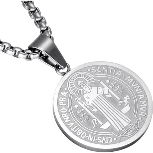 Gold Silver Color Jesus Necklace Round Pendant for Men Woman Christian Catholicism Religious Male Jewelry 24Inch