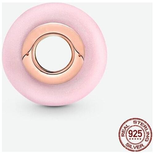 100% Real 925 Sterling Silver Pink Murano Glass charm Fit Original 3mm Bracelet&Bangle Making Fashion DIY Jewelry For Women