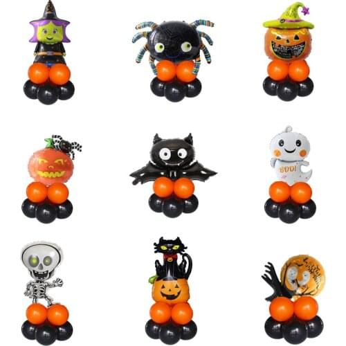 12pcs Halloween Pumpkin Ghost Witch Bat Balloons Party Decoration Black Orange Spider Kids Toys Globos new year Supplies