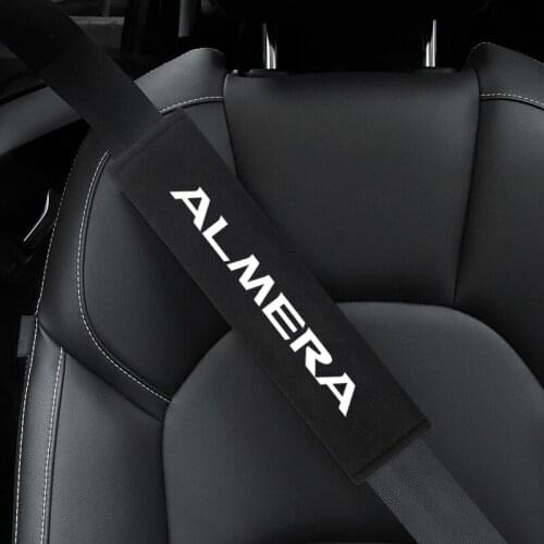 2pcs Auto Shoulder Pads Cover Case for Nissan ALMERA Teana Skyline Juke Car Emblem Accessories Car Seat Belt Cover
