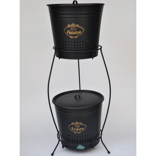 2 layer Large Metal Potato Onion KovasıPatates Onion Bucket: 29 CM (Diameter)-24 CM (Height) VISUAL TO THE