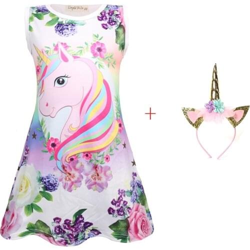 2019 New Summer Butterfly Girls Unicorn Dress Children Cartoon Floral Party Birthday Unicornio Dresses Kid Baby Princess Clothes