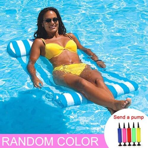 2020 Inflatable Floating Bed Row With Net Water Hammock Float Pool Lounge Bed Swimming Pool Floating Water Leisure Beach Chair